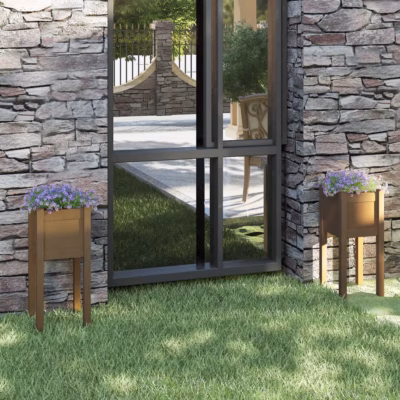 Kõrged männipuidust aiataimekastid, meekarva, 2 tk, 31 x 31 x 70 cm