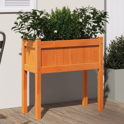 Jalgadel aia taimekast, vahapruun männipuidust, 70 x 31 x 70 cm