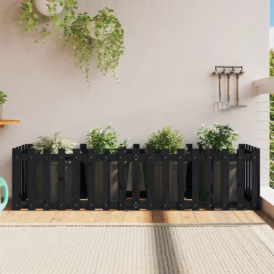 Must männipuidust kõrgendatud taimelava piirdekujundusega, 200 x 50 x 50 cm