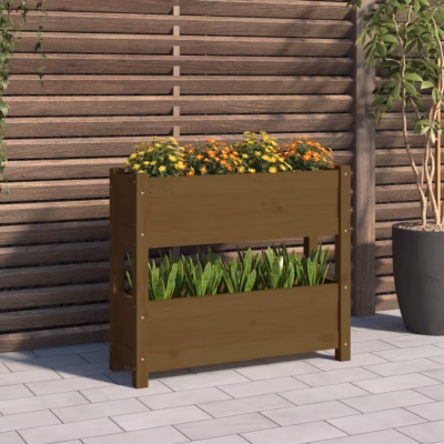 Kahekordne männipuidust taimekast, meekarva, 77 x 25 x 66 cm