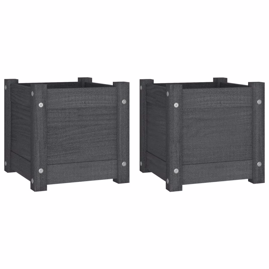 Männipuidust aia taimekastid drenaažiavaga, 2 tk, hall, 31 x 31 x 31 cm – 2