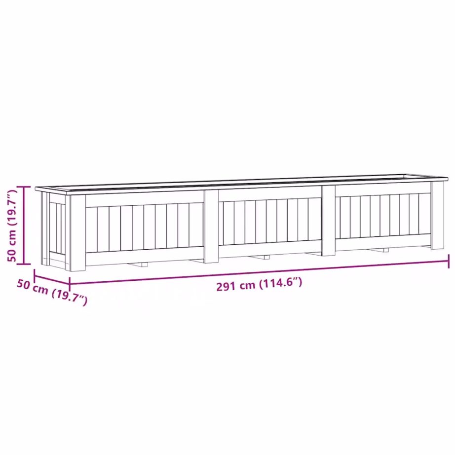 Roheimmutatud männipuidust tõstetud peenar, 291 x 50 x 50 cm – 10