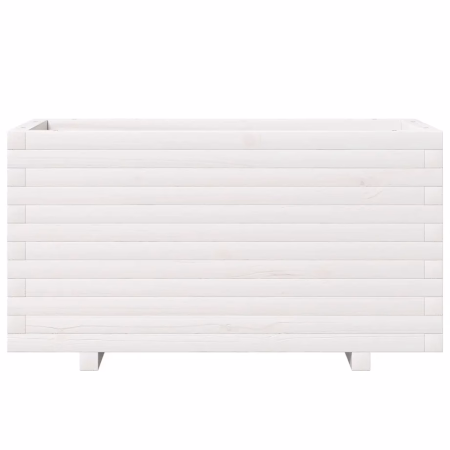 Valge männipuidust aia taimekast, 90 x 40 x 49,5 cm – 5