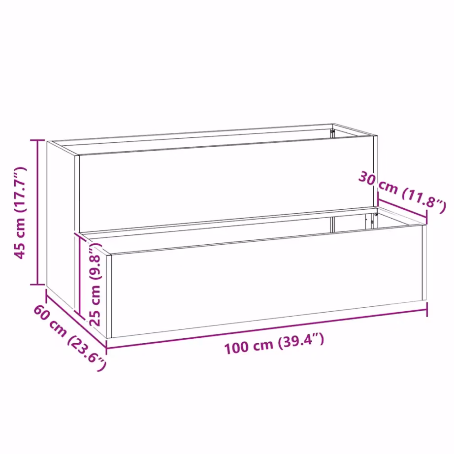 Metallist aia istutuskast, oliiviroheline, 100 x 60 x 45 cm – 12