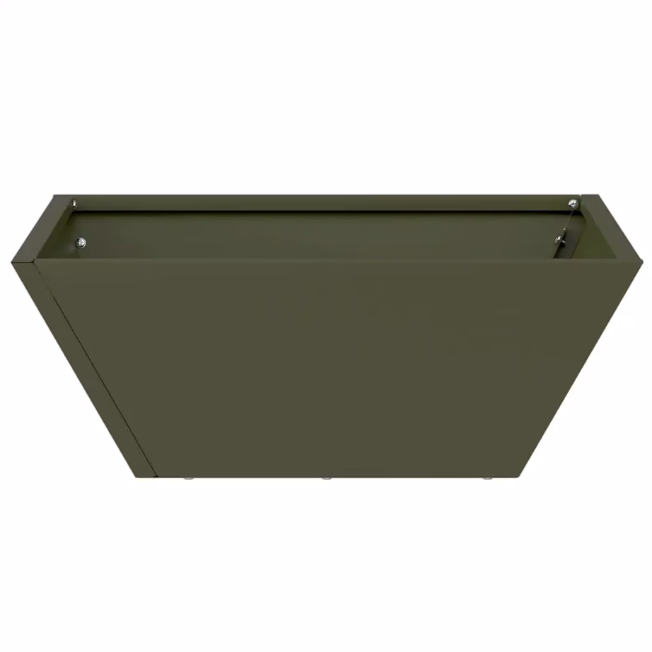 Trapetsikujulised metallist aiapotid, oliivrohelised, 40 x 40 x 15 cm, 5 tk – 6