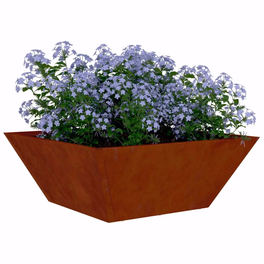 Metallist aiapott roostepruun, trapetsikujuline, 40 x 40 x 15 cm – 3