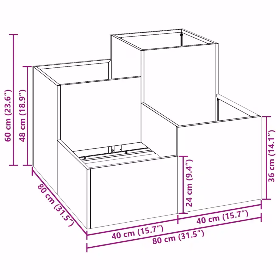 Metallist astmeline aiataimekast, oliiviroheline, 80 x 80 x 60 cm – 12