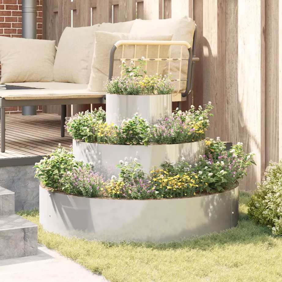 Metallist istutuskast aeda, hõbedane tsinkteras, 90 x 90 x 20 cm – 4