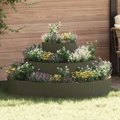 Metallist istutuskast aeda, oliivroheline, 120 x 120 x 20 cm
