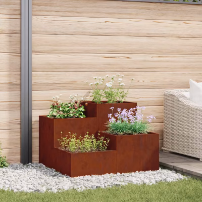 Metallist istutuskast avatud põhjaga, roostevärvi, 100 x 100 x 60 cm