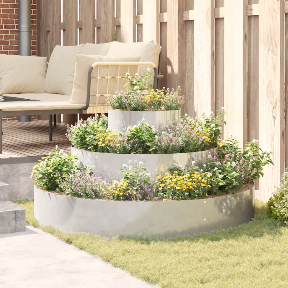 Metallist aia istutuspeenar, hõbedane tsingitud teras, 120 x 120 x 20 cm – 4