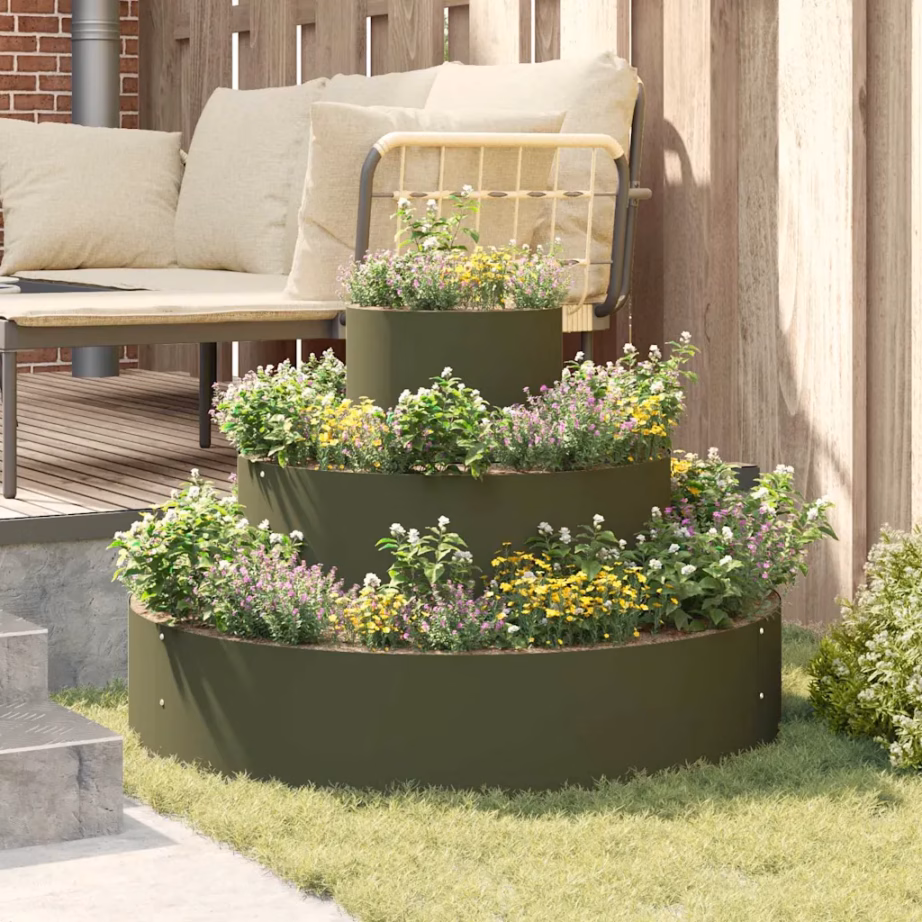 Metallist istutuspeenar aeda, oliivroheline, külmvaltsitud terasest, 90 x 90 x 20 cm – 4