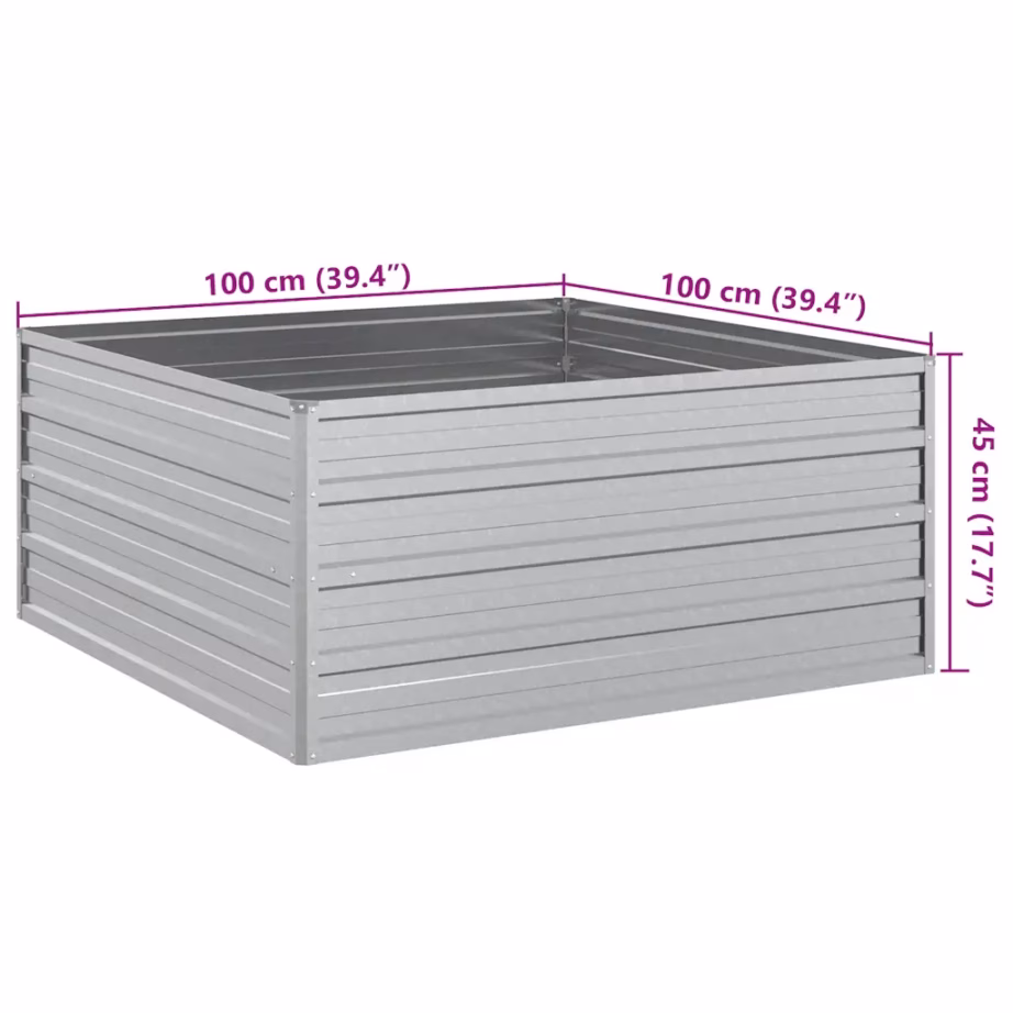 Metallist peenrakast tsingitud terasest, hõbedane, 100 x 100 x 45 cm – 7