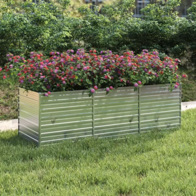 Hõbedane tsingitud terasest peenrakast avatud põhjaga, 240 x 80 x 77 cm