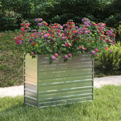 Metallist peenrakast, 100 x 40 x 77 cm, tsingitud teras, hõbedane