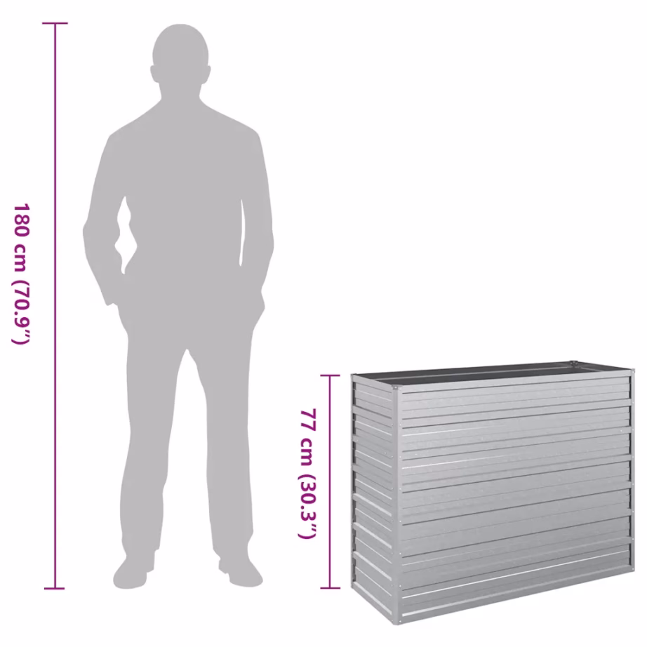 Metallist peenrakast, 100 x 40 x 77 cm, tsingitud teras, hõbedane – 8