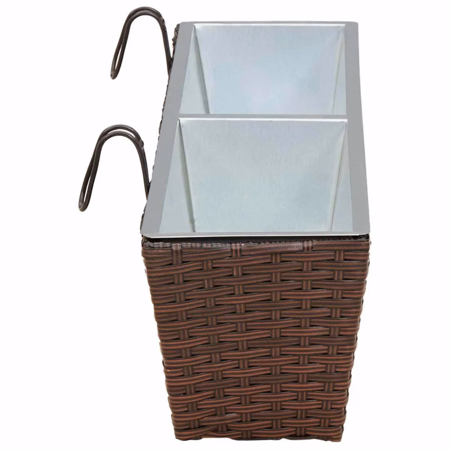 Metallist rõdu lillekast rotangpunutise välimusega, pruun, 80 x 17 x 17 cm – 6