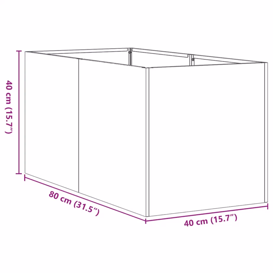 Metallist taimekast avatud põhjaga, valge, 40 x 80 x 40 cm – 9