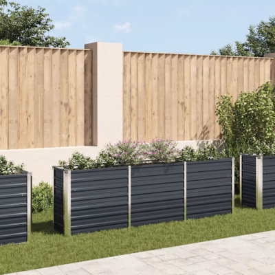 Metallist taimelava tsingitud terasest, avatud põhjaga, 240 x 40 x 77 cm, antratsiithall