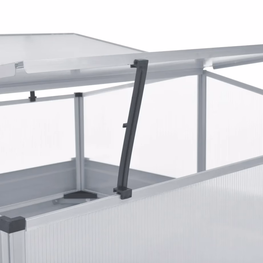 Minikasvuhoone istutuskastiga, tsingitud teras, hall, 100 x 100 x 85 cm – 5