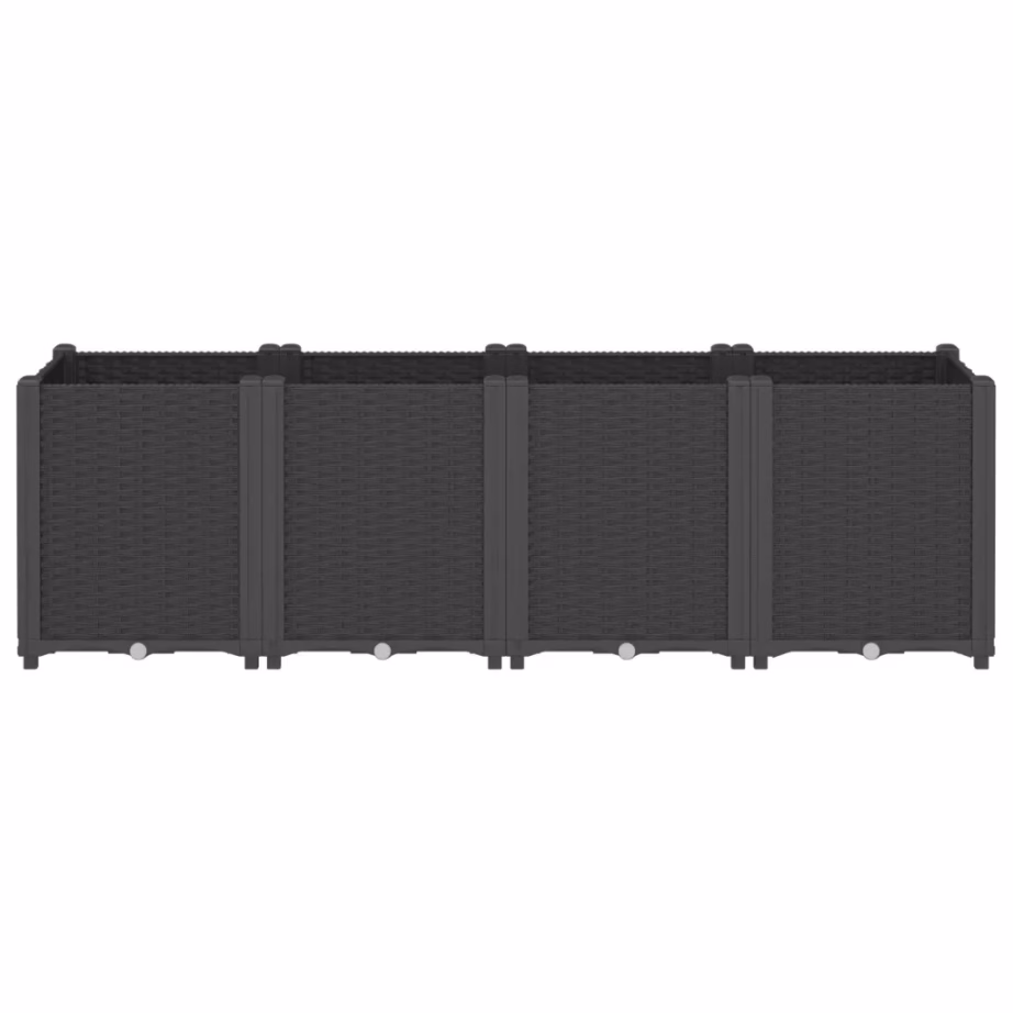 Modulaarne aia taimekast 4 kastiga, must PP, 160 x 40 x 53 cm – 3