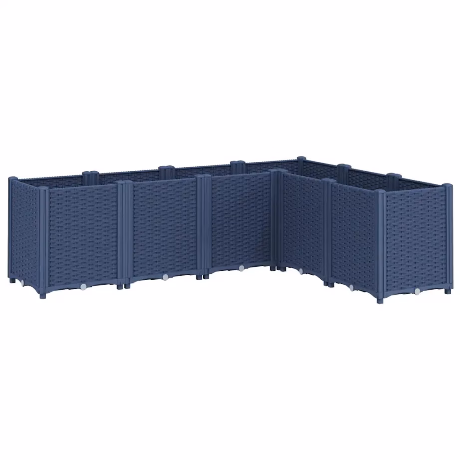 Modulaarne rotangimustriga aia taimekast, 6 osa, sinine hall, PP, 160 x 120 x 53 cm – 2