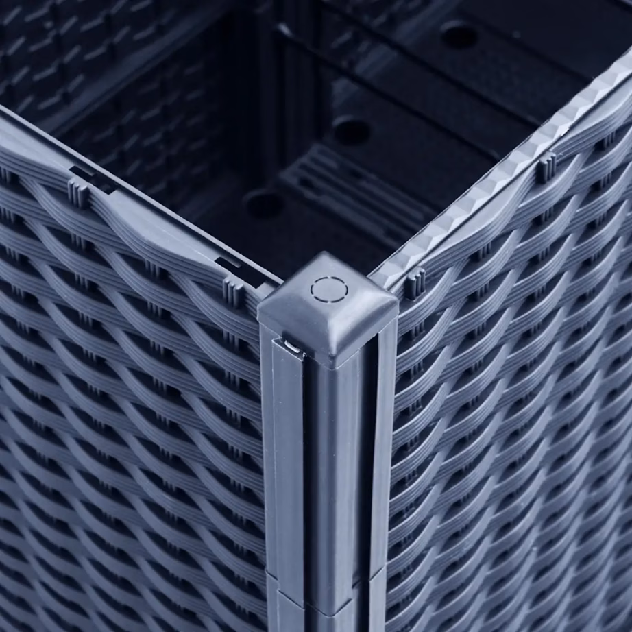 Modulaarne rotangimustriga aia taimekast, 6 osa, sinine hall, PP, 160 x 120 x 53 cm – 7