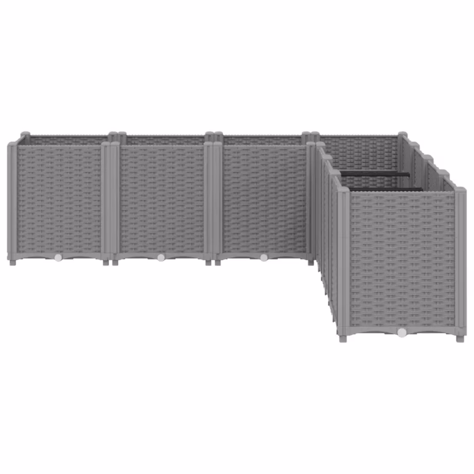 Modulaarne aia taimekast, helehall PP, 7-osaline, 160 x 160 x 53 cm – 3