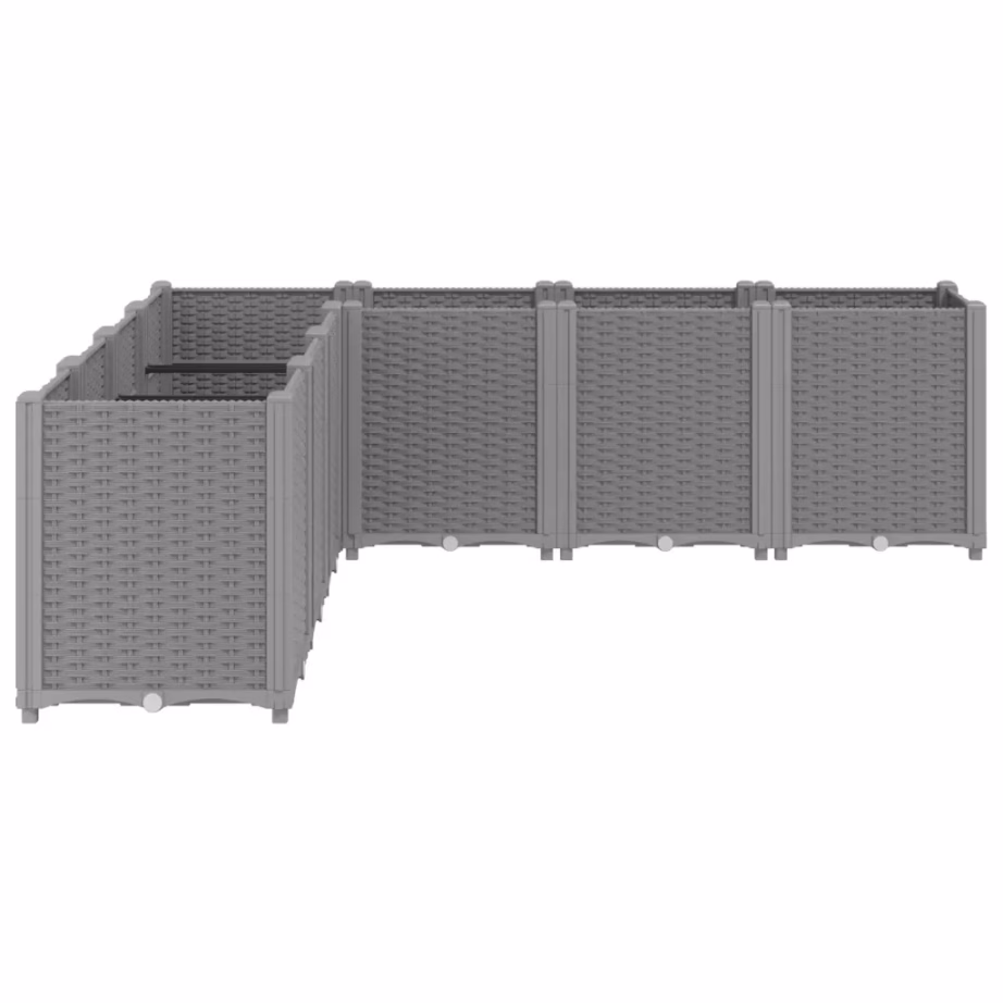 Modulaarne aia taimekast, helehall PP, 7-osaline, 160 x 160 x 53 cm – 4