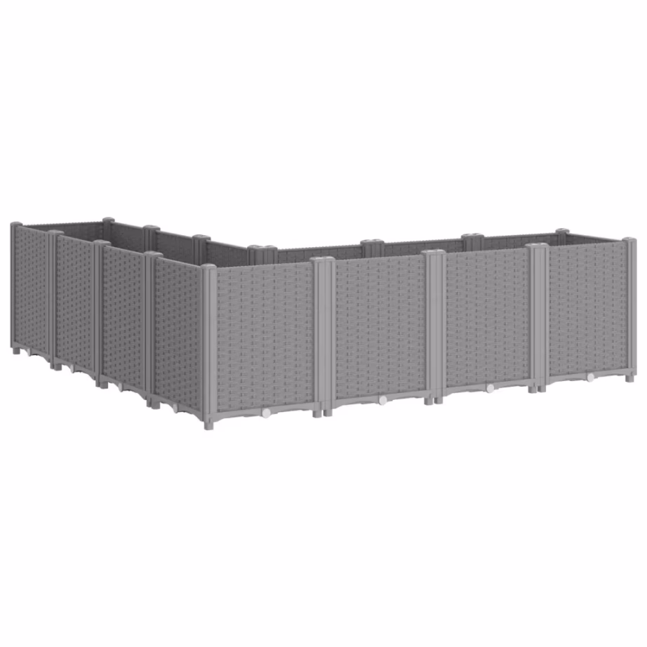 Modulaarne aia taimekast, helehall PP, 7-osaline, 160 x 160 x 53 cm – 5
