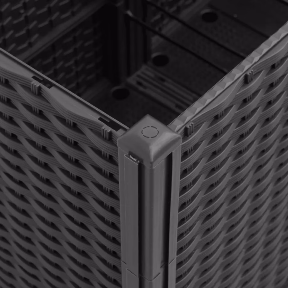 Modulaarne aia taimekast rotangimustriga, must PP, 160 x 160 x 53 cm – 7