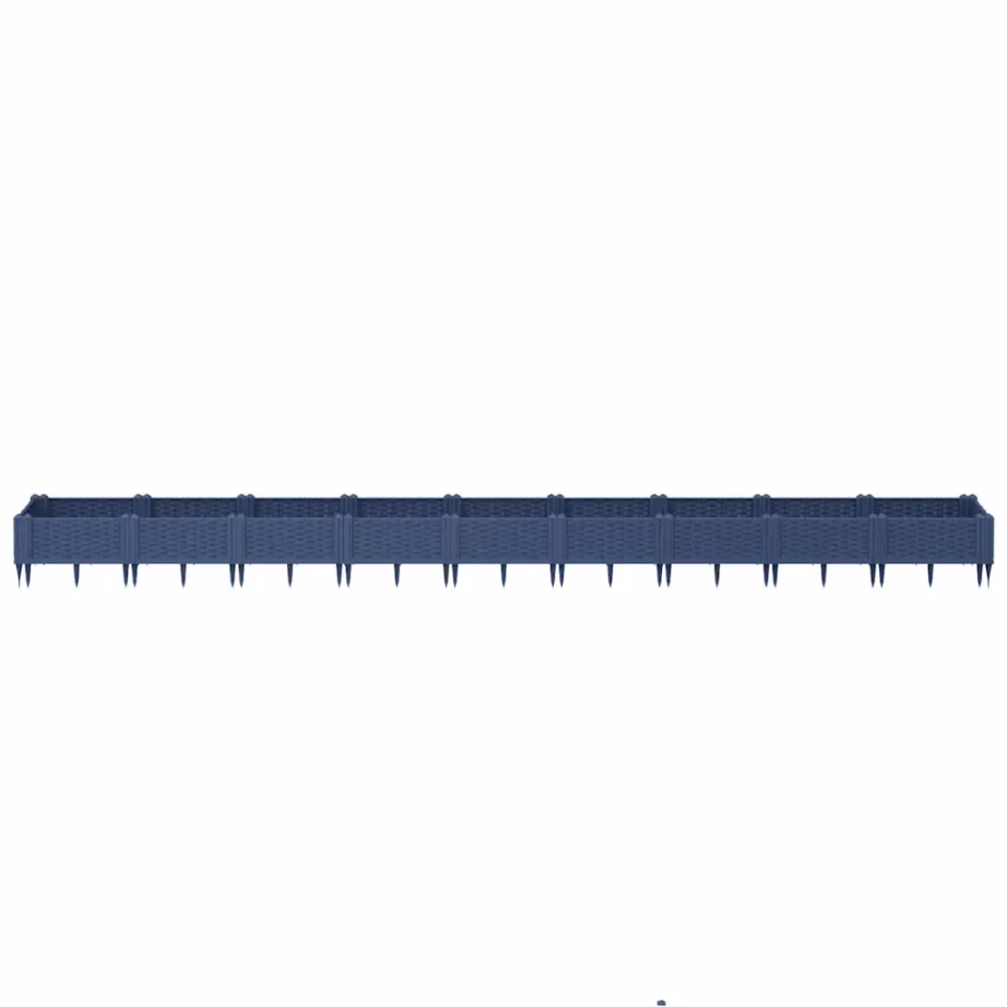 Modulaarne vaiadega taimekast aiapiirdeks, rotangimustriga, sinihall PP, 362,5 x 42,5 x 28,5 cm – 3