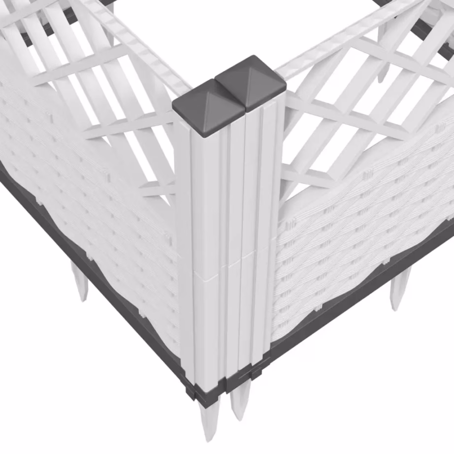 Modulaarne vaiadega taimekast rotangimustriga, valge PP, 123,5 x 43,5 x 43,5 cm – 7