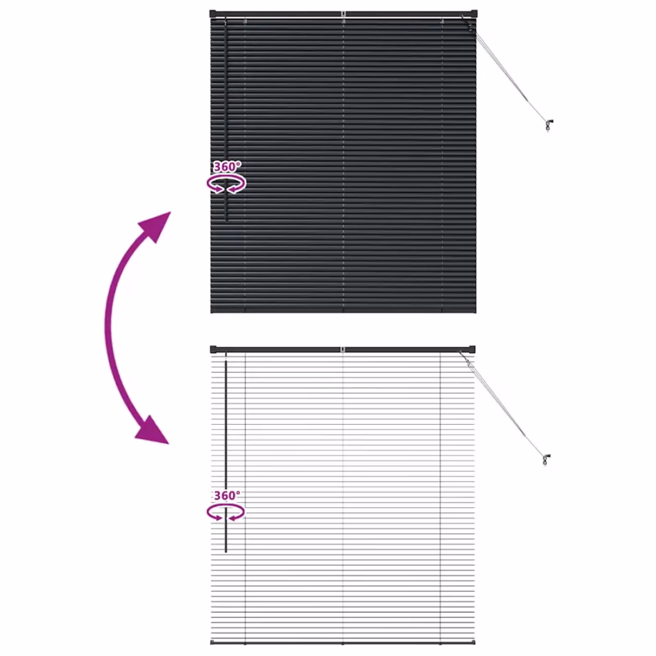 Veneetsia ruloo aknale, must alumiinium, 130 x 120 cm – 11