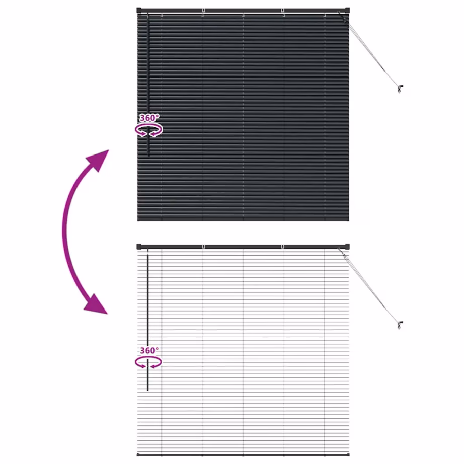 Must alumiiniumist Veneetsia ruloo, 130 x 130 cm – 11