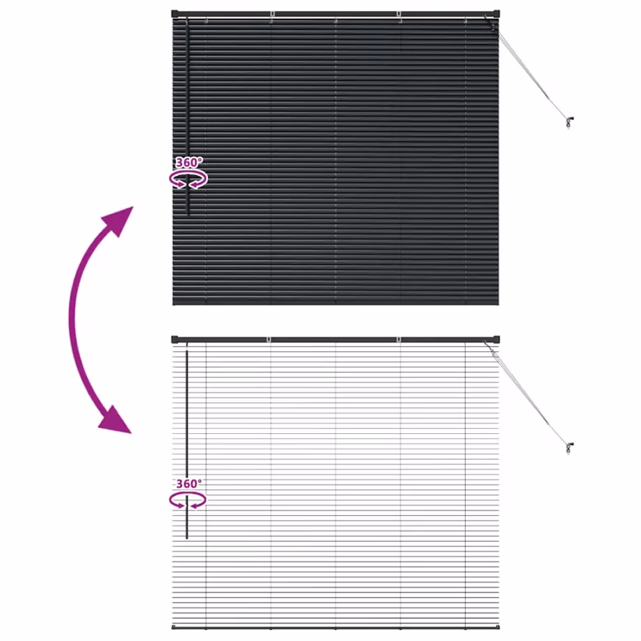 Must alumiiniumist Veneetsia ruloo, 130 x 145 cm – 11