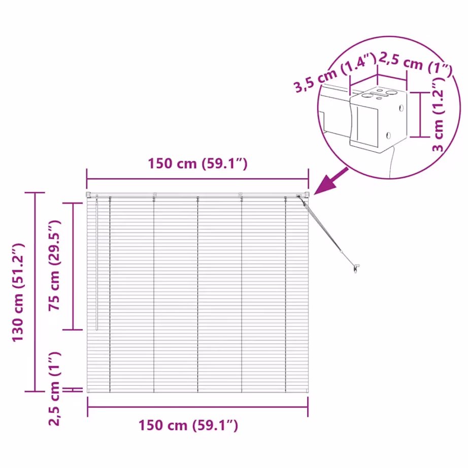 Alumiiniumist Veneetsia ruloo, must, 130 x 150 cm, siseruumidesse - 13
