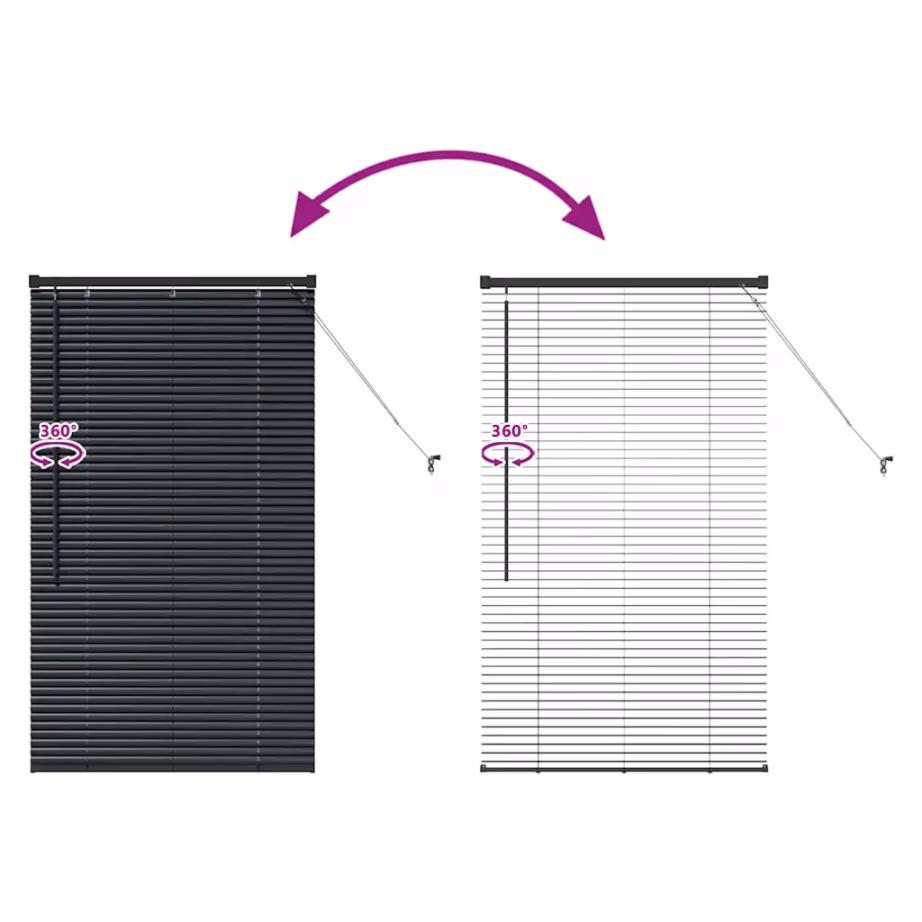 Alumiiniumist Veneetsia ruloo, must, aknaraami sisse paigaldatav, 130 x 75 cm – 11