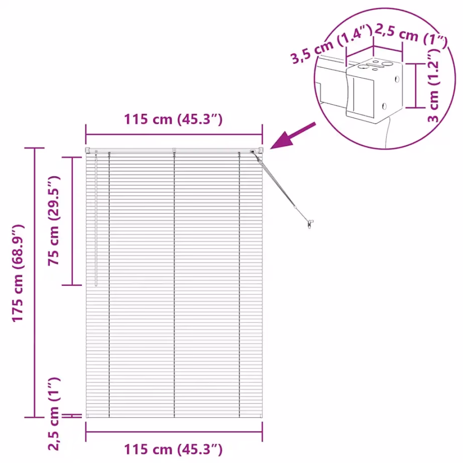 Must alumiiniumist Veneetsia ruloo 175 x 115 cm – 13