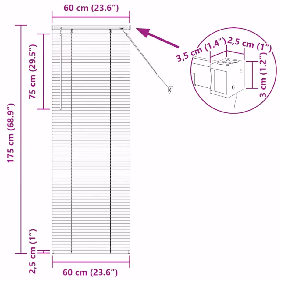 Must alumiiniumist Veneetsia ruloo, 175 x 60 cm – 13