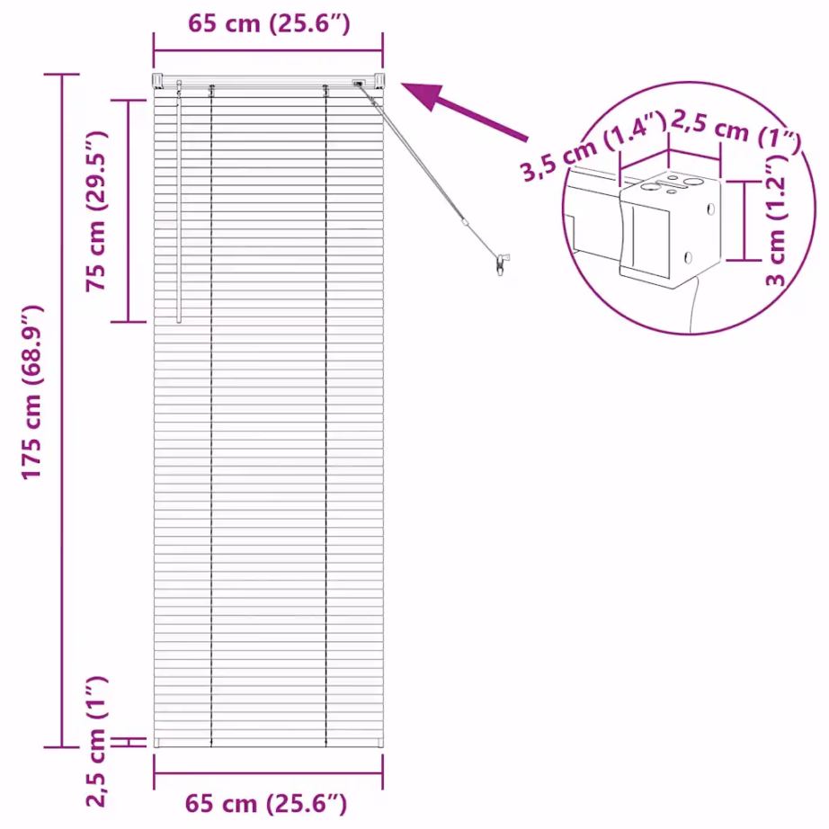 Must alumiiniumist Veneetsia ruloo, 175 x 65 cm – 13