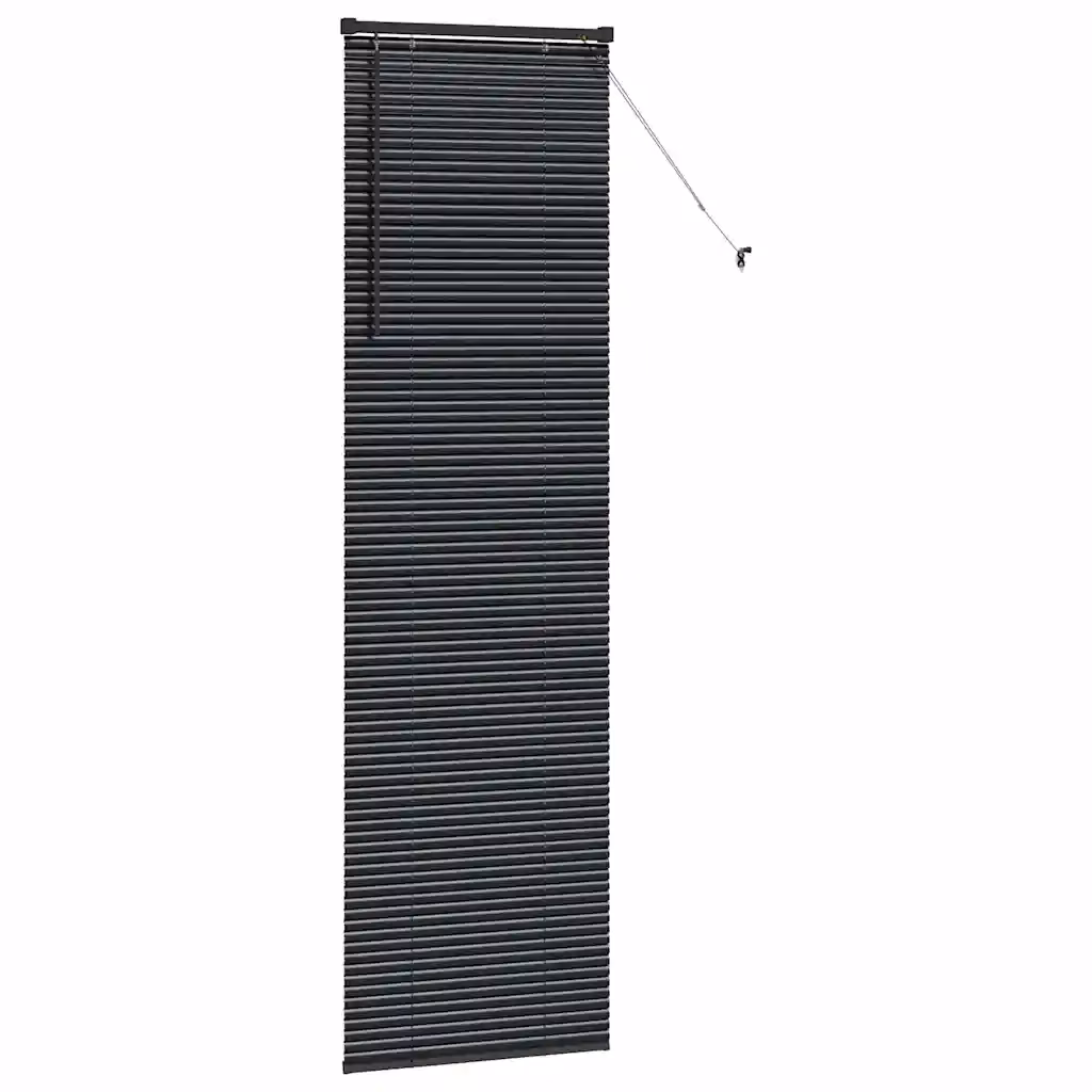 Veneetsia ruloo valguse ja privaatsuse reguleerimiseks, must alumiinium, 220 x 65 cm
