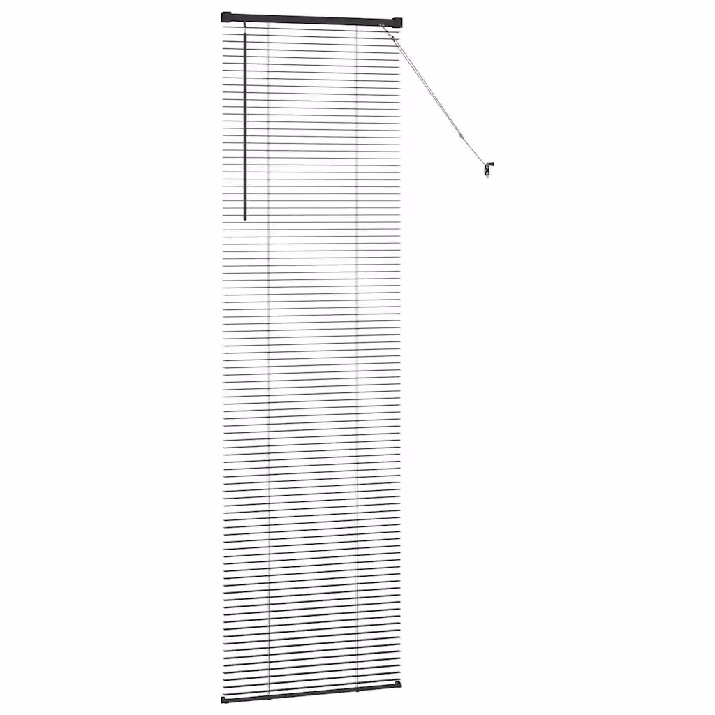 Veneetsia ruloo valguse ja privaatsuse reguleerimiseks, must alumiinium, 220 x 65 cm