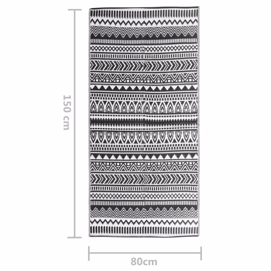 Must jacquard õuevaip ARAKIL, 80 x 150 cm, polüpropüleen – 7