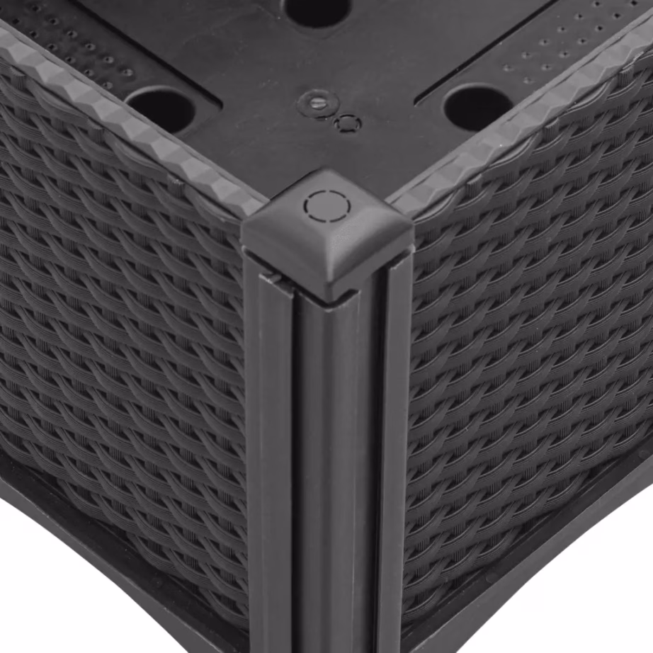 Aia jalgadega taimekast rotangimustriga, must PP, 160 x 120 x 42 cm – 7