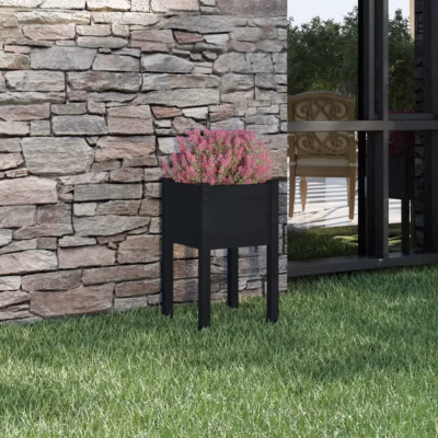 Aia taimekast jalustega, must männipuidust, 40 x 40 x 70 cm