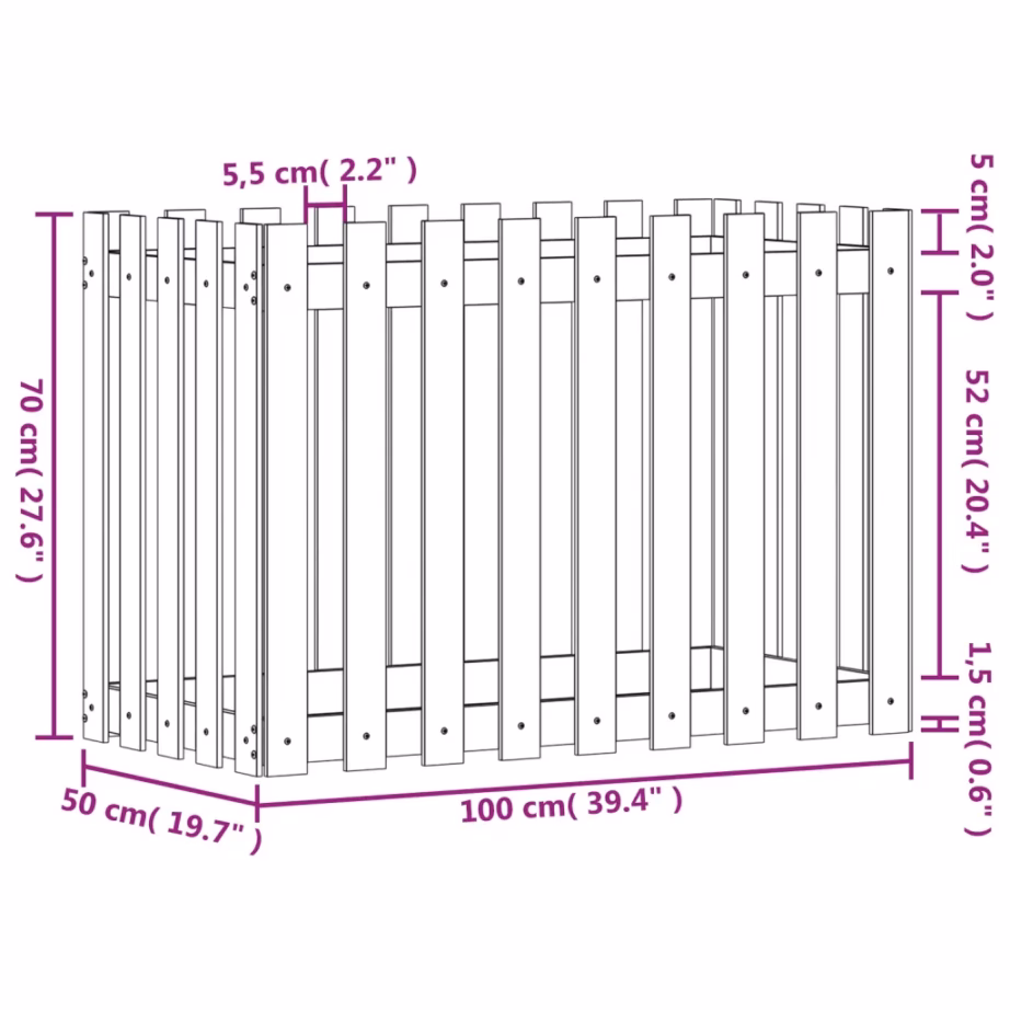 Aediku disainiga kõrgendatud taimelava, must männipuidust, 100 x 50 x 70 cm – 9