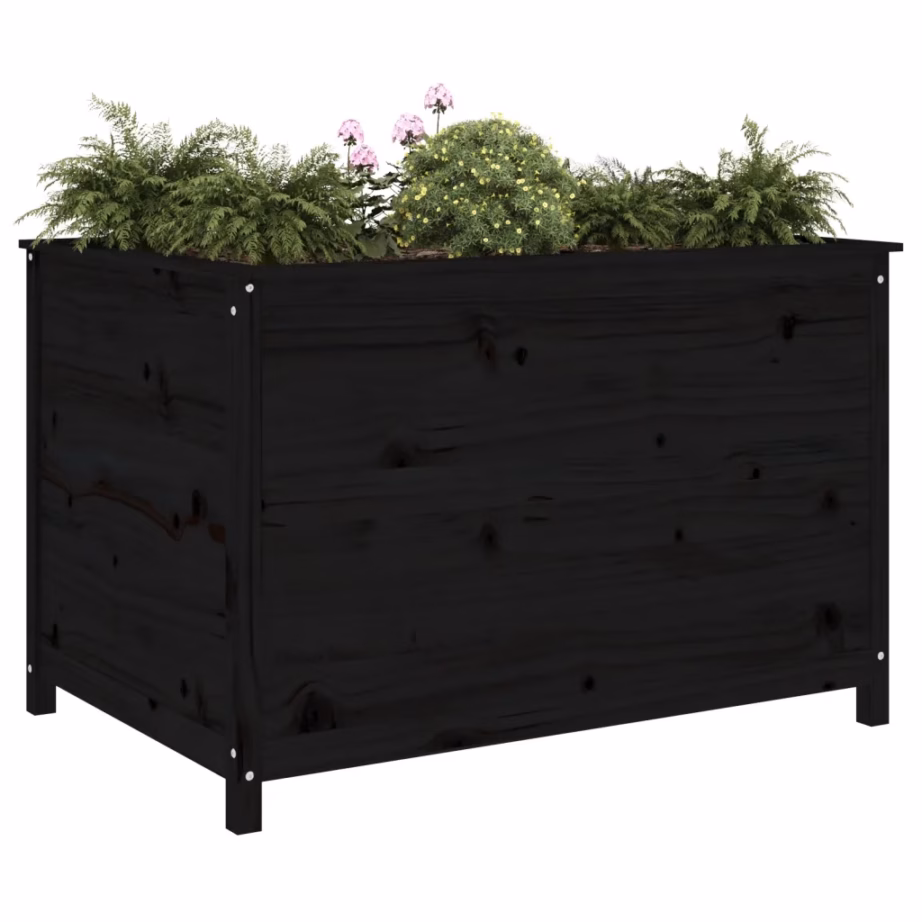 Kõrgendatud aia taimelava, must männipuidust, 119,5 x 82,5 x 78 cm – 3