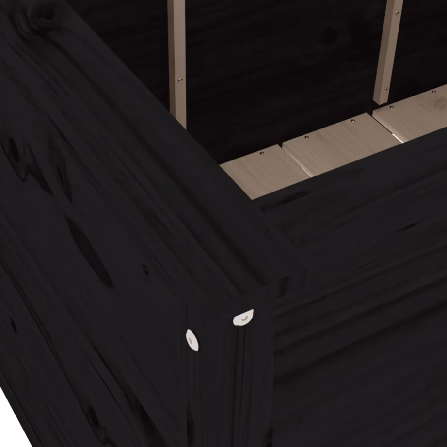 Kõrgendatud aia taimelava, must männipuidust, 119,5 x 82,5 x 78 cm – 7