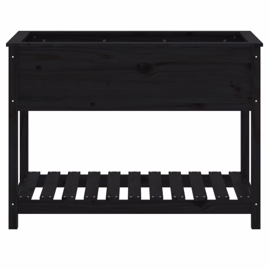 Riiuliga kõrgendatud taimekast, must männipuidust, 111,5 x 54 x 81 cm – 5